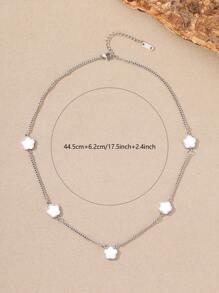 MONALLY 1pc Lucky Five Leaf Clover Design Charm Pendant Necklace For Women Stainless Steel Jewelry Surprise Gift For Valentine's Day, Birthday, Mother, Girlfriend Or Daughter
