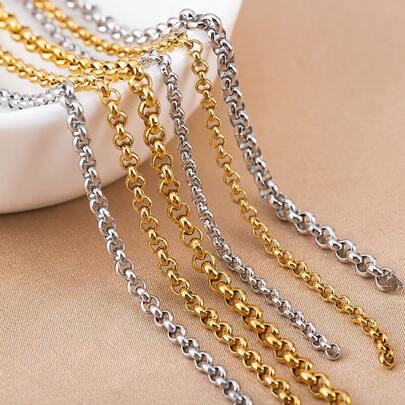 1 Meter Stainless Steel O-Ring Circle Chain, Suitable For DIY Jewelry Making Necklace Bracelet Accessory