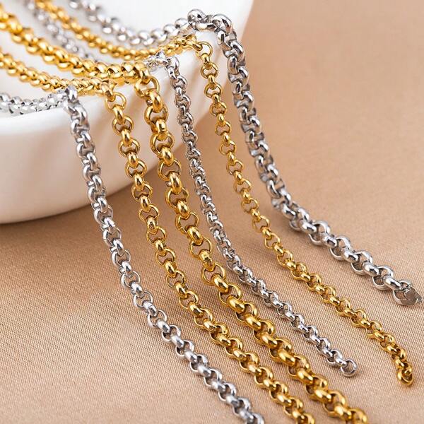 Corrente circular de aço inoxidável com anel de vedação de 1 metro, adequada para fazer joias DIY, colar, pulseira e acessório