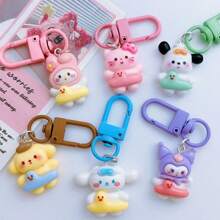 Sanrio 1 pièce (agréée) Porte-clés anneau de natation Sanrio 888 avec crochet, accessoire de dessin animé mignon, cadeau parfait pour les meilleurs amis ou les jeunes filles. Accessoires pour voiture, breloques de sac, sacs à dos pour l'école disponibles en gros.