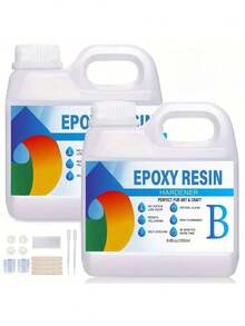 2pcs 500ml+500ml Clear Epoxy Resin Kit, Non-Yellow No Bubbles Self-Leveling Resin Epoxica Easy 1:1 Mixing, Desktop Epoxy Resin, Coating Casting, Painting, Arts & Crafts, Jewelry Making