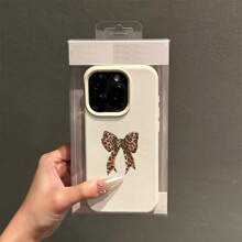 Bow-Knot 1pc TPU Material Elegant Leopard Print Bow Decoration Phone Case, Compatible With IPhone//Redmi