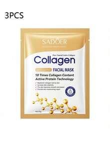 1/3/5/10片装胶原蛋白面膜，保湿补水，柔滑肌肤，改善干燥，面部护理，修复肌肤，舒缓肌肤，减少细纹，护肤，改善干燥粗糙 - 彩色 - 查看 12