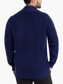 Men's Shawl Collar Cardigan - 藍色 - 查看 2