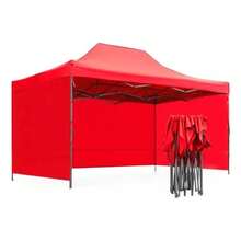 Carpa toldo plegable con paredes tamaño 3x45 metros lona impermeable resistente para exteriores protección contra sol y lluvia fácil instalación desmontable portátil ideal eventos jardín terraza camping fiestas reuniones uso comercial multifuncional durable accesorios toldos - Rojo - Ver 2