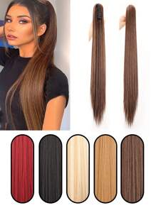 Synthetic Long Straight Ponytails Extension Hair32Inch Claw Clip On Ponytail Hair Heat Resistant Pony Tail Hair Piece For Women