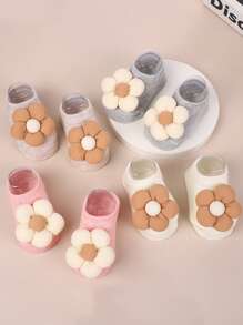4 pares de calcetines con estampado floral antideslizantes para niños/niños pequeños, calcetines tipo barco respirables y lindos para uso en interiores/exteriores, aptos para primavera, verano, otoño e invierno