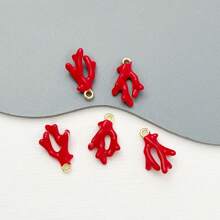 10pcs Fashionable Painted Metal Coral Shaped Pendants, DIY Jewelry Accessories For Earrings & Necklaces