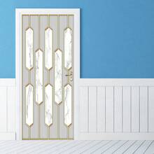 1/2pcs White Marble Pattern Gold Line Removable Door Wall Sticker, Minimalist Creative Geometric Design, Self-Adhesive Waterproof Door Wall Decor For Bedroom, Living Room