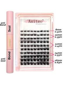 Asiteo 90 片 DIY 睫毛分段仿貂皮睫毛蓬松凌乱 3D 簇 D 卷睫毛混合单根睫毛延长睫毛簇套装、睫毛、睫毛、假睫毛 - 彩色 - 查看 8