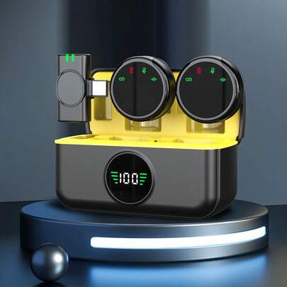 HITOZON Professionelles kabelloses Mikrofon für Smartphones, Plug-and-Play Mini-Button kabelloses Lavalier-Mikrofon mit Ladekoffer, geeignet für Videoaufnahmen, Unterricht, Interviews, Podcasts, omnidirektionales kabelloses Kondensatormikrofon für Vlogging