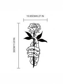 1 pièce Décoration murale en métal de main rose doré, os de main creux et design rose, art mural métallique abstrait d'horreur pour Halloween