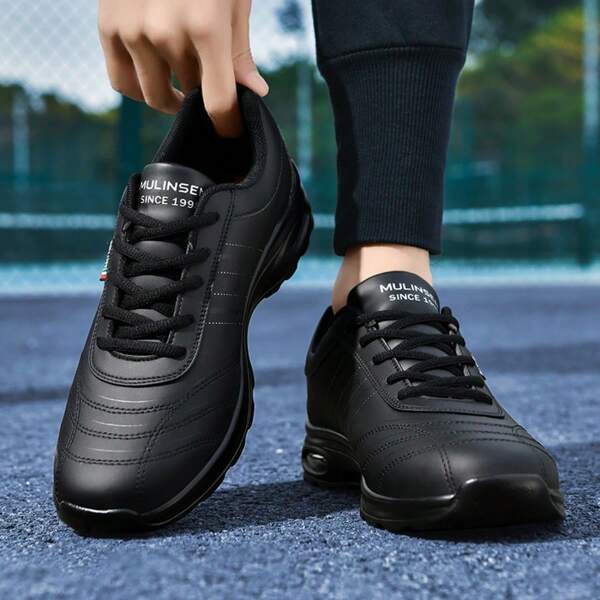 Men's Cushioned Sneakers - Shock-Absorbing Non-Slip Casual Sports Shoes, With Breathable Fabric Lining And Durable Polyurethane Sole, Suitable For Running, Tennis And Training - All-Season Comfort, Casual Wear, Fashionable Shoe Design, Stylish Striped Shoes