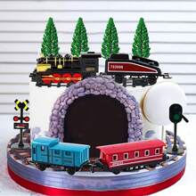 ROARING GOOD TIME Train Cake Decorations Mini Train Traffic Track Railway Cake Decorations For Boys Kids Steam Train Theme Birthday Party Supplies - 彩色 - 查看 5