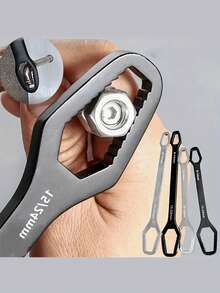 1 件装多用途黑色 5 毫米厚梅花扳手，可调节自紧双头扳手，扳手口尺寸 3-17 毫米，适用于汽车和家庭使用的便携式手动工具