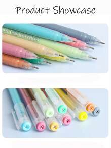Languo 213 Pcs 1 Set High Capacity Color Neutral Pen Gel Pen Acrylic Paint Markers Pens, Student Painting Drawing 207 Colors Color Handbook Pen, Painting Graffiti Outline Can Be Stacked Color Fine Tip Neutral Pen 0.6mm, 24 Color System Set Candy Color Morandi Color Cute Stationery Pen