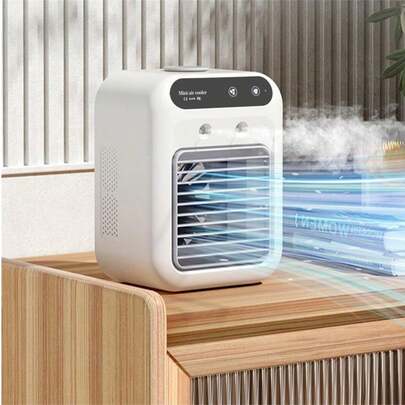 Ventilateur portable, ventilateur de bureau, ventilateur rechargeable USB 3-en-1 avec brumisateur 2 vitesses, ventilateur à batterie lithium pour chambre, bureau et camping, ventilateur de refroidissement multifonctionnel, ventilateur de refroidissement par brumisation (peut ajouter de l'eau glacée)