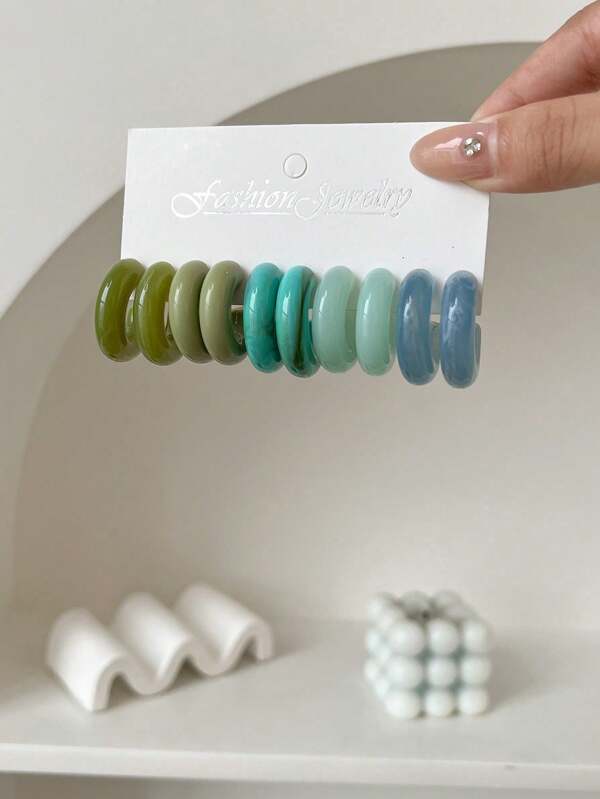 5-Pair Set Of Geometric Mini C-Shaped Earrings, Suitable For Daily Commute, Parties, Romantic Vacations