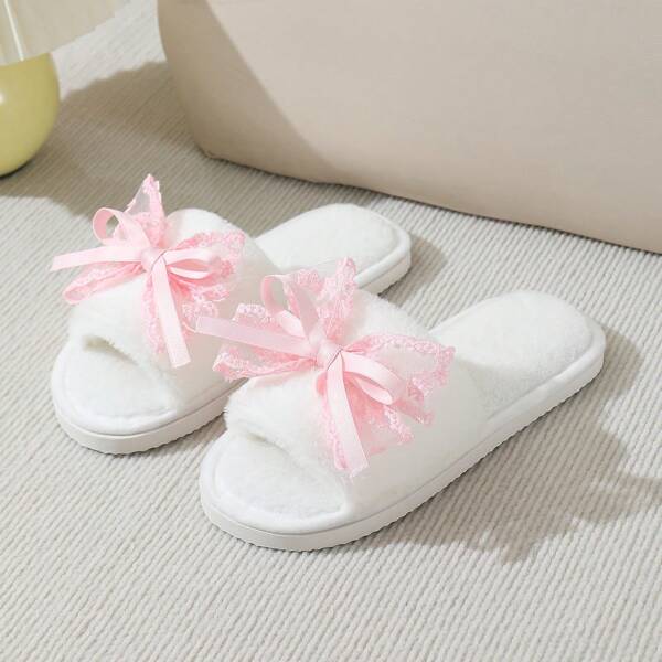 1 Pair Casual Elegant Bow Design Slippers, Fashion Chinese Style Wedding Ribbon Decor, Simple Home/Office/Occasion Wear, All Seasons