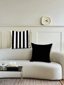 Capas de almofada contemporâneas listradas em preto e branco com fecho de zíper (1/2/4 peças) - Fronhas decorativas de poliéster laváveis à máquina, adequadas para sofá, cama, carro e decoração de casa - perfeitas para vários tipos de cômodos