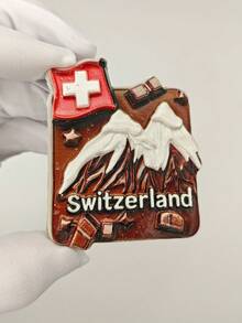 1pc Swiss Snow Mountain Chocolate Fridge Magnet, Creative Travel Scenery Souvenir Home Decor Souvenir Fridge Magnet, Kitchen Accessories Decorative Sticker - Multicolor - View 8