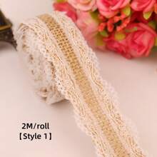 Vintage Lace Ribbon, 2 M/Pc, Lace Decorative Craft Edging, Used For Clothing, Gift Wrapping, DIY Handicrafts, Shoes And Hats Decoration, Wedding Dress Decoration Lace & Coarse Burlap Napkin Rings For Diy Wedding, Christmas, Thanksgiving, Birthday, Party Decorations (Classic Style),Christmas
