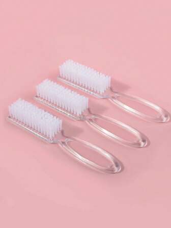 Transparent Long Handle Nail Brush With Handle Manicure Plastic Dust Removal Brush Multifunctional Soft Hair Straight Handle Dust Nail Brush Square Head Nail Brush Dust Brush Transparent Plastic Transparent Color 2 Pieces