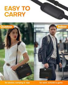 Insulated Lunch Box For Men & Women - Leak-Proof Cooler Lunch Bag With 4 Pockets, Adjustable Strap, Ideal For Work, Picnic, Travel - Medium, Black, 10.2"*6.9"*8.5" - màu đen - Xem 10