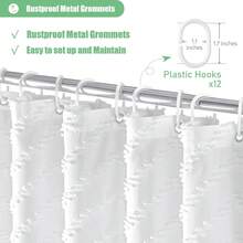 78 Inches Long Shower Curtain, Boho Tufted  Striped Tall Cloth Shower Curtains For Bathroom Decor, Large Hotel Spa Luxury Shower Curtain Set With Hooks, Wrinkle Free, White, 72x78 - 白色 - 查看 7