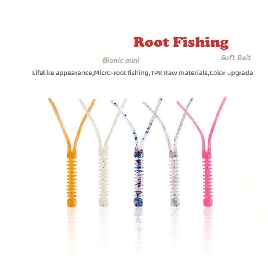 10 件双尾软饵，5.5 厘米/2.16 英寸，0.3 克迷你鱼饵，户外钓鱼用品，根钓小软饵