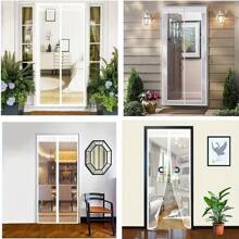 1 pieza Cortina de puerta mosquitera magnética estilo europeo de lujo - Bordado de encaje + Rayas 3D, Cierre automático silencioso, Instalación sin taladro, Adecuada para sala de estar/dormitorio, Decoración lujosa antipolvo para todo el año