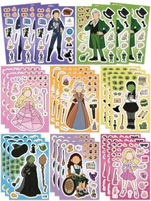 8Sheets Magic Witch Make A Face Puzzle Stickers Aesthetic Cartoon Graffiti DIY Decals Christmas Halloween Party Toy Gifts Laptop Phone Decoration Jigsaw Assemble Games - Multicolor - View 7