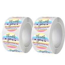 500 adesivi rotondi da 3,8 cm con la scritta "Grazie per aver supportato la mia piccola attività". Etichette impermeabili autoadesive, ideali per confezioni, buste regalo, scatole e buste. Materiale scolastico, per il rientro a scuola