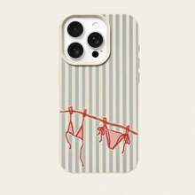 1 pièce Coque de téléphone en TPU à motif bikini rayé, compatible avec iPhone/
