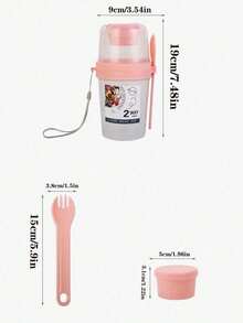 1 件 3 合 1 多功能沙拉杯 - 可用作便携式午餐盒、沙拉搅拌机、沙拉容器、食品盒、饮料杯、减肥餐盒、带叉子的牛奶杯便携式水果蔬菜零食杯，适用于早餐、酸奶、减肥、圣诞礼物和生日礼物 - 彩色 - 查看 5