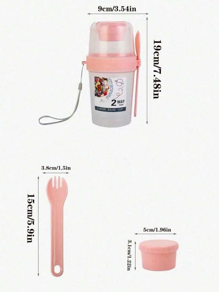 1 件 3 合 1 多功能沙拉杯 - 可用作便携式午餐盒、沙拉搅拌机、沙拉容器、食品盒、饮料杯、减肥餐盒、带叉子的牛奶杯便携式水果蔬菜零食杯，适用于早餐、酸奶、减肥、圣诞礼物和生日礼物 - 彩色 - 查看 4