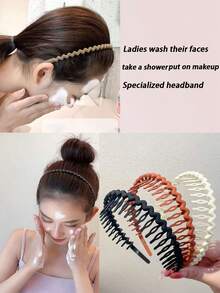 女士简约化妆头带，糖果色纯色防滑刘海和飘逸发箍，女士发带头带，发饰， - 彩色 - 查看 7