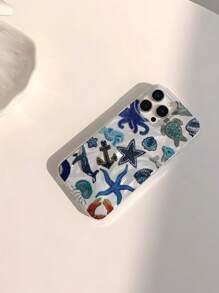 1 pieza Funda de teléfono personalizada de moda, con patrones de corazón, granada, estrella y flor, transparente, resistente al agua, antihuellas dactilares, antiarañazos, suave y brillante