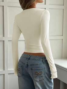 Vaiaye 女士夏季针织方领镂空性感收腰圣诞修身白色上衣 - 白色 - 查看 8