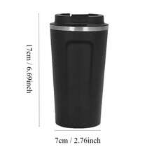 500ml/17oz Tazas de viaje a prueba de derrames y fugas, tazas de café reutilizables con tapas, termos de café de acero inoxidable con aislamiento térmico para bebidas calientes y frías, aptas para automóvil, uso diario, viajes y regalos