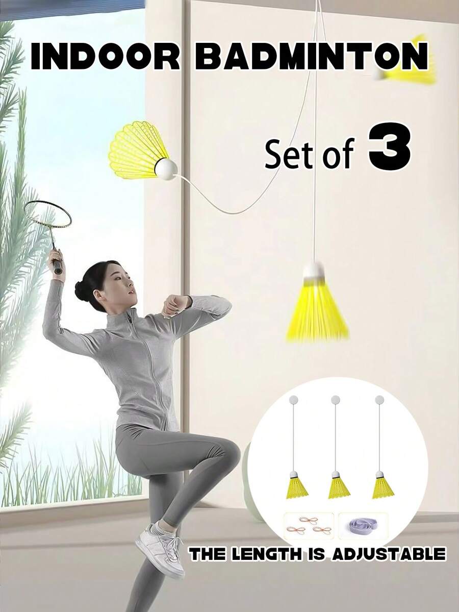 3/6pcs/Set Indoor Badminton Training Suit - PA Material Single-Player Indoor Badminton Device - Multicolor - View 1