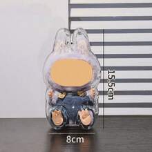 Conjunto de Expositor de Boneca Lalabu - Estojo de Acrílico Transparente para Colecionáveis da 1st Geração (em Pé) e 2nd Geração (Sentada) | Estojo de Exposição à Prova de Poeira para Corrente de Encantos (Compatível com Decorações de Festa e Encantos de Mochila)