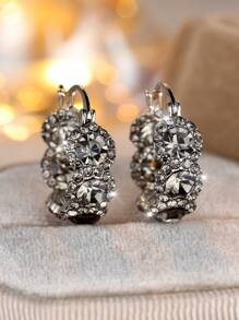 1 par de elegantes pendientes de mujer clásicos y de moda con circonita cúbica negra, adecuados para uso diario casual, fiesta, citas, vacaciones