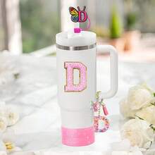 6PCS Cup Accessories Set For 30oz 40oz, Compatible With Stanley Cup Letter Charms For Handle Silicone Boot,Straw Cover Topper & Sticker (Letter S) - Letter D - View 2