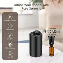 Waterless Diffuser For Essential Oil Nebulizer Battery Operated With 3 Mist Modes, 4 Timers, 7-Color LED – Aromatherapy Diffuser, Car Freshener Diffuser For Home Hotel Office (Black) Halloween Christmas New Year