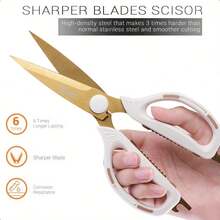 进口多功能重型剪刀，符合人体工程学的手柄，切鸡肉，牛排，沙拉，开罐器，缝纫，园艺，女士剪刀，厨房工具 - 彩色 - 查看 5