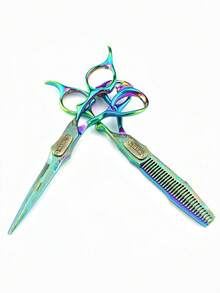 [Kéo cắt tóc thép 1.4116 của Đức | 30 năm kinh nghiệm chế tác | Dụng cụ làm đẹp được chứng nhận FDA | Tay cầm chống trượt | Sản phẩm bán chạy xuyên biên giới, giao hàng nhanh] Bộ kéo cắt tóc 6 inch - Kéo cắt thẳng + Kéo tỉa, Kéo cắt tóc chuyên nghiệp cho tiệm làm tóc, Kéo cắt tóc phủ thép không gỉ cao cấp, Kéo cắt tóc 6 inch cắt thẳng + Kéo tỉa, Bộ kéo cắt tỉa thú cưng chuyên nghiệp dùng tại nhà - Nhiều màu - Xem 5