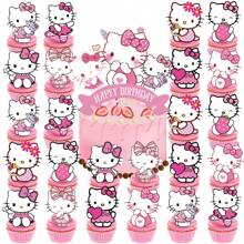 25pcs/Set Hello Kitty Cake Fork Picks, Home Party Cake Decoration DIY, Campus Party Supplies