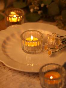 1 件/套人造透明玻璃四季通用烛台，彩色多形状玻璃烛台，适用于户外庭院装饰、办公桌面装饰、香薰蜡烛杯、烛光晚餐、房间氛围、婚礼、万圣节、派对、婚礼、家庭聚会、聚会、告白和餐桌装饰 - 無色 - 查看 8