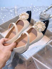 1 Pair Teenage Girls' Mary Jane Square Toe Block Heel Flats, Suitable For All Seasons